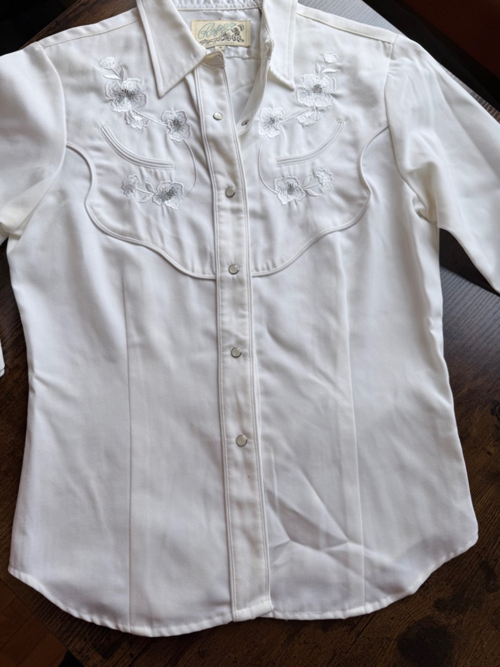 Vintage Roper Denver Colorado Western Embroidered Pearl Snap Shirt size small